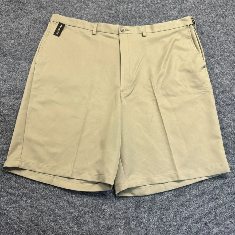 Haggar Big & Tall COOL 18 Quick Dry UPF 50+ Expandable Waist Khaki 46 NWT